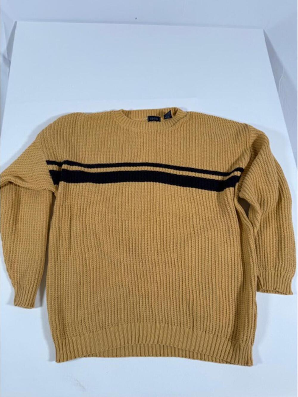 IZOD Men's Yellow Waffle Knit Sweater Size L Made in USA